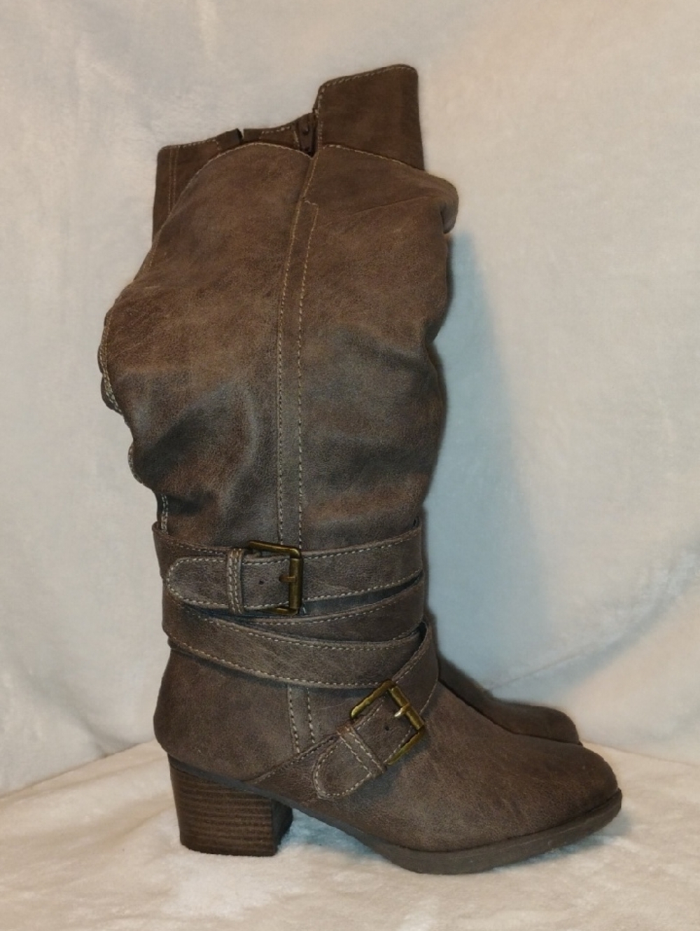 Women's Brown Mid-Calf Buckle Boots Size 6